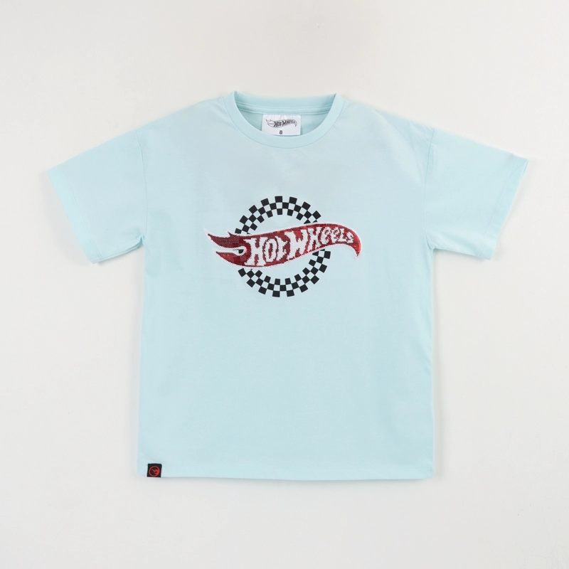 POLERA MANGA CORTA NIÑO CELESTE LOGO HOT WHEELS - 1