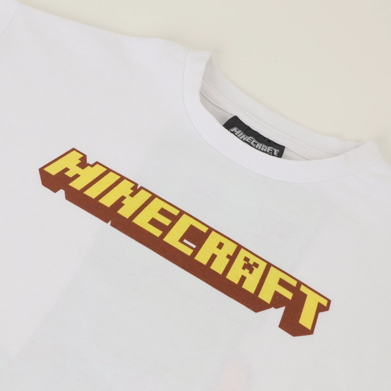 POLERA MANGA CORTA BLANCO NIÑO BACK PRINT CREEPER MINECRAFT - 3