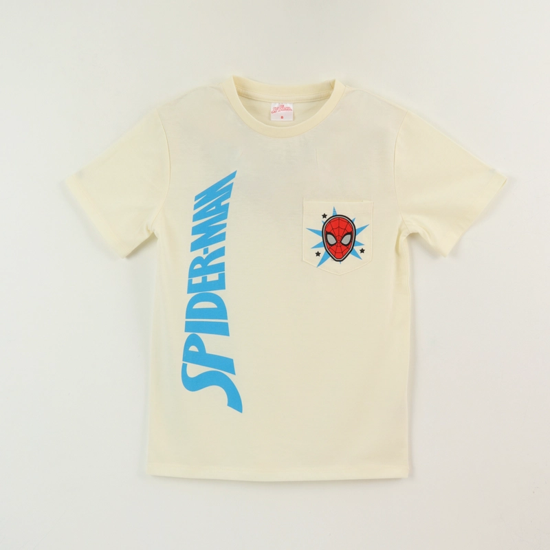 POLERA MANGA CORTA BLANCO NIÑO BOLSILLO SPIDERMAN MARVEL - 1