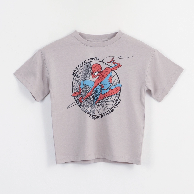 POLERA MANGA CORTA NIÑO GRIS CITY SPIDERMAN MARVEL - 1