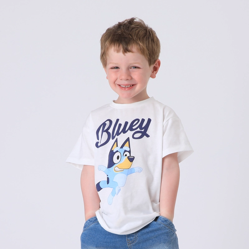 POLERA MANGA CORTA NIÑO JUMPING BLANCO BLUEY - 1
