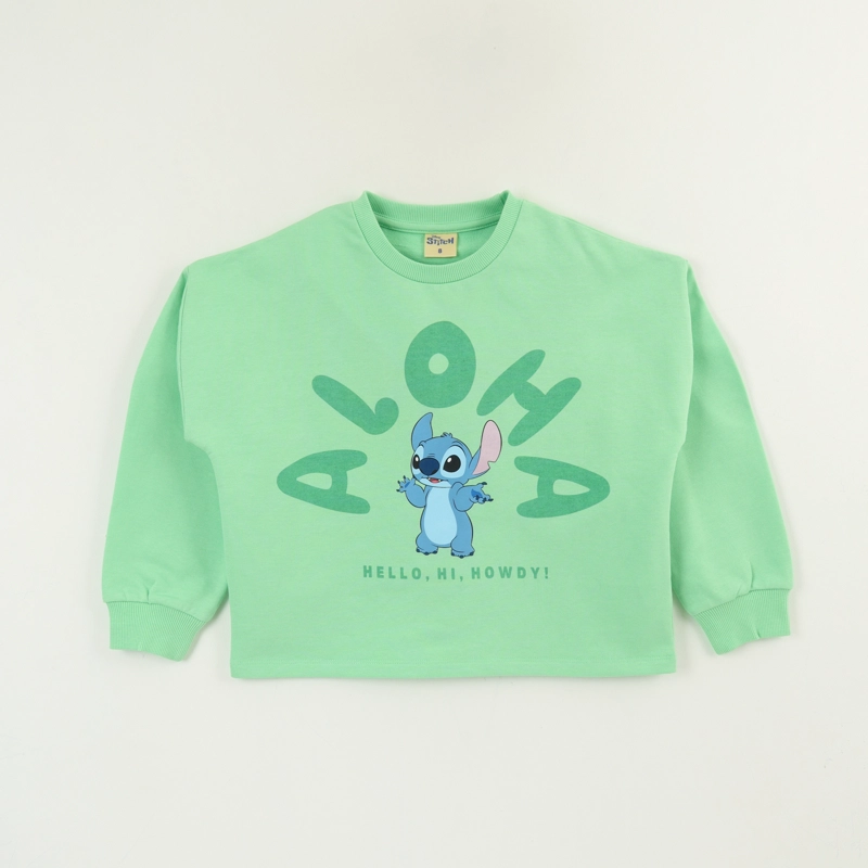POLERON CERRADO NIÑA VERDE ALOHA LILO & STITCH DISNEY - 1