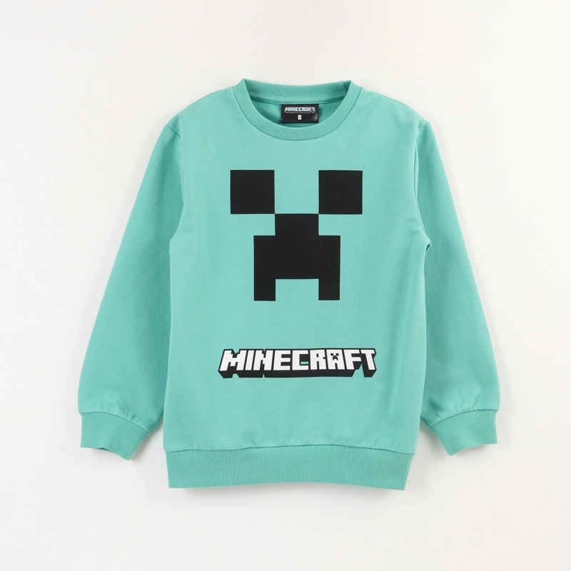 POLERON CERRADO NIÑO VERDE CREEPER FACE MINECRAFT - 1
