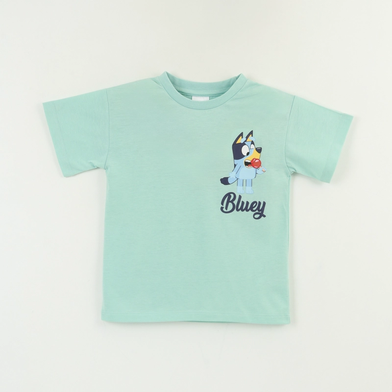 POLERA MANGA CORTA NIÑO VERDE COMIENDO BLUEY - 1