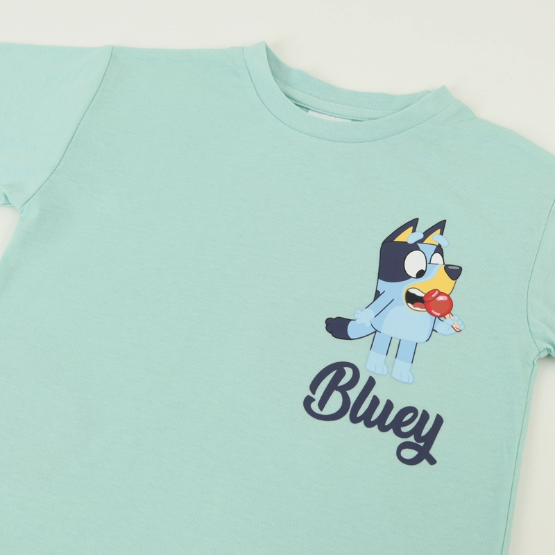 POLERA MANGA CORTA NIÑO VERDE COMIENDO BLUEY - 3
