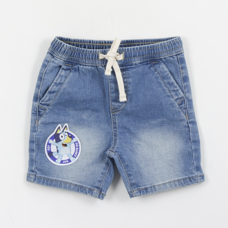 SHORT NIÑO CORDON DENIM LOGO BLUEY - 1