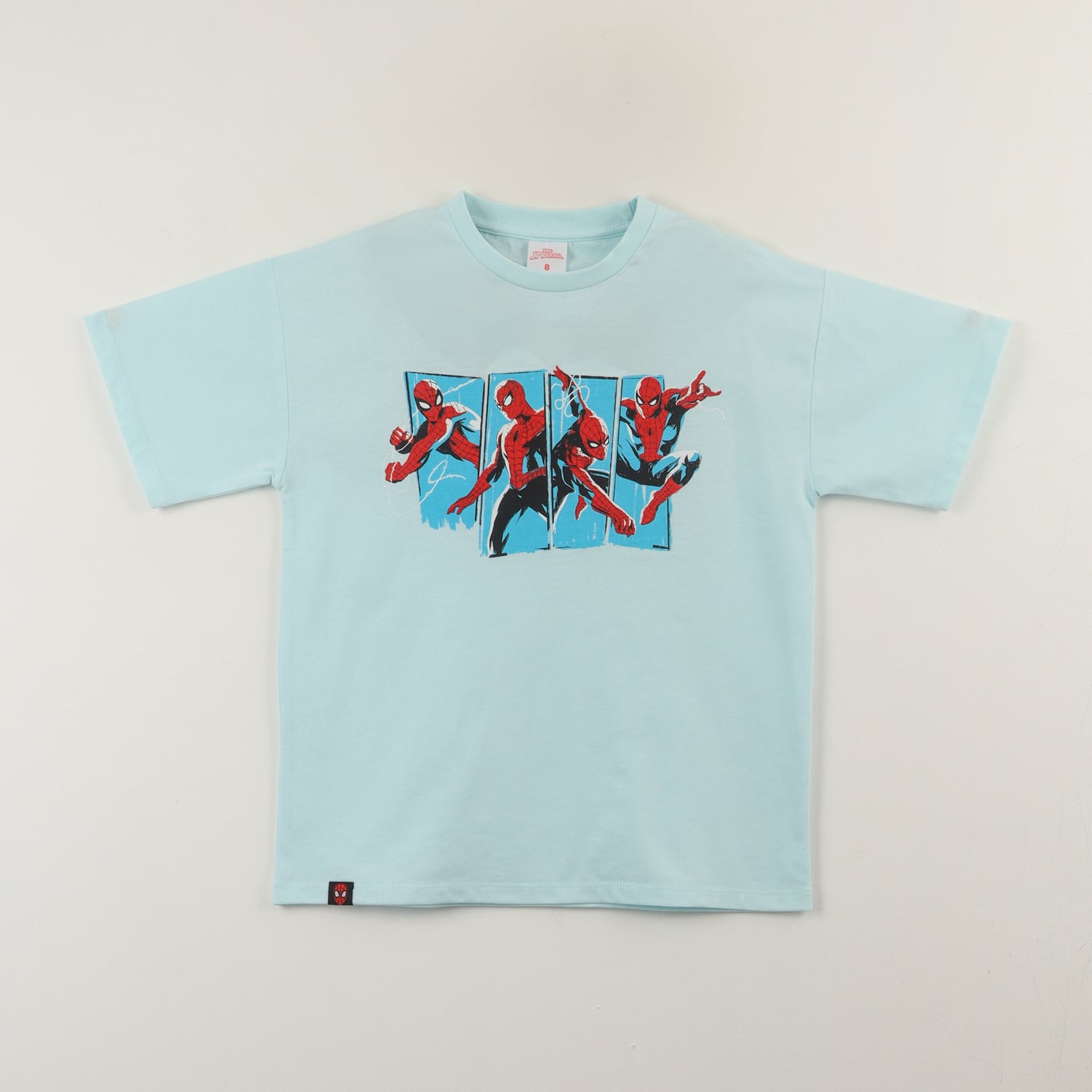 POLERA MANGA CORTA NIÑO CELESTE SALTANDO SPIDERMAN MARVEL - 1