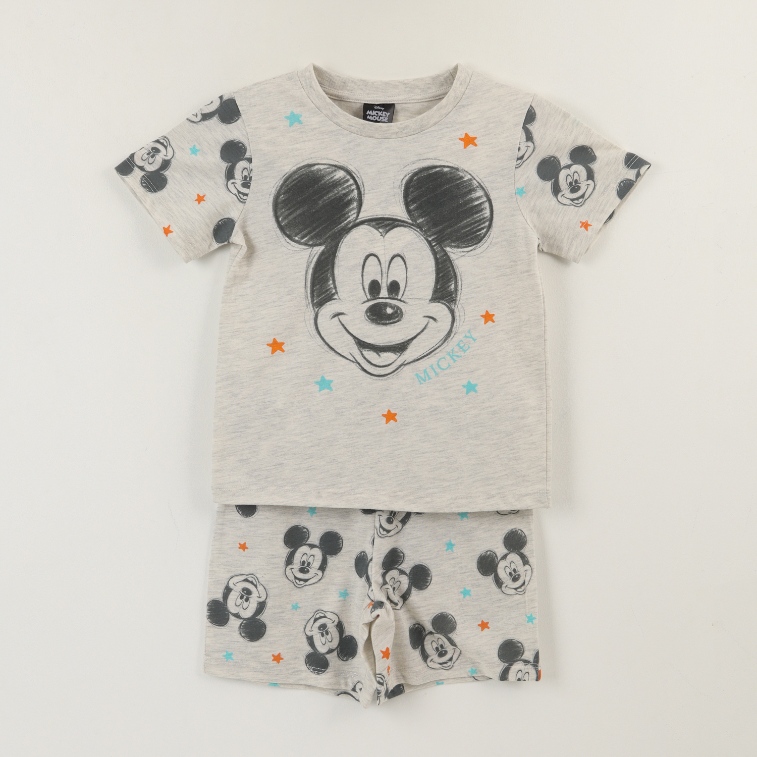 PIJAMA MANGA CORTA NIÑO GRIS ESTRELLAS MICKEY DISNEY - 1