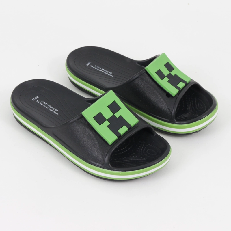 SANDALIA SLIDE NEGRO NIÑO CREEPER MINECRAFT - 2