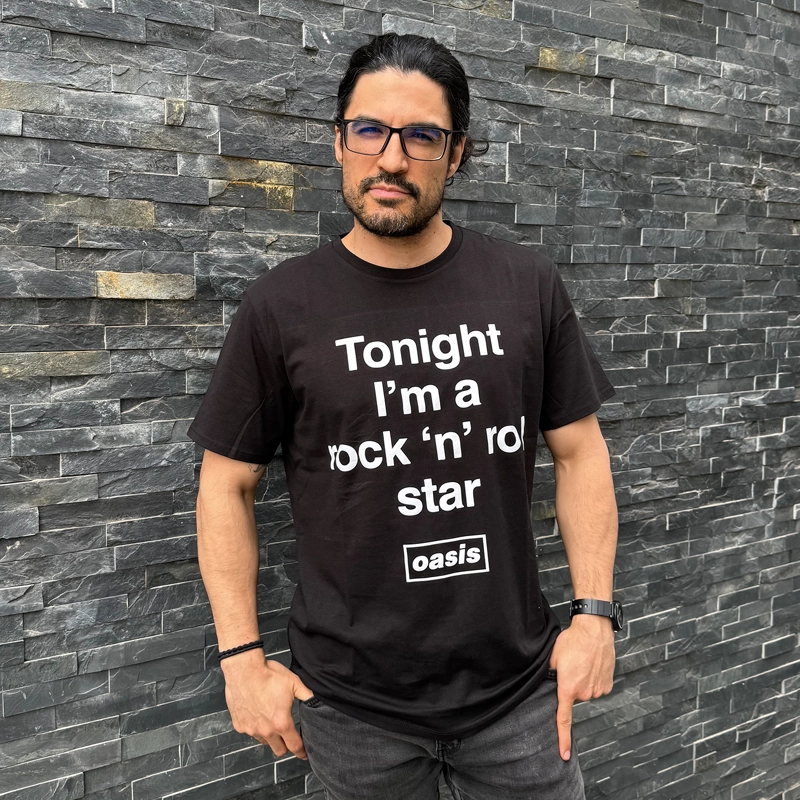 POLERA MANGA CORTA NEGRO HOMBRE ROCK N ROLL STAR OASIS - 1