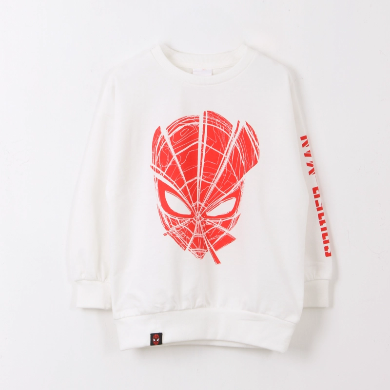 POLERON CERRADO BLANCO NIÑO CARA SPIDERMAN MARVEL - 1