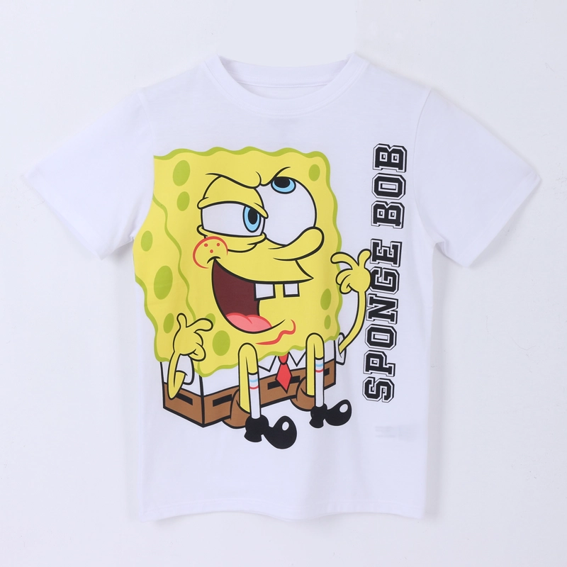 POLERA MANGA CORTA BLANCO NIÑO PERSONAJE BOB ESPONJA - 1