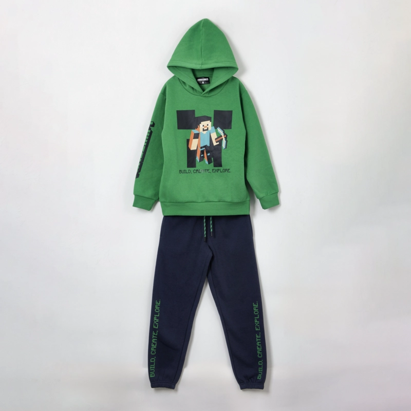 CONJUNTO BUZO NIÑO VERDE BUILD CREATE EXPLORE MINECRAFT - 1