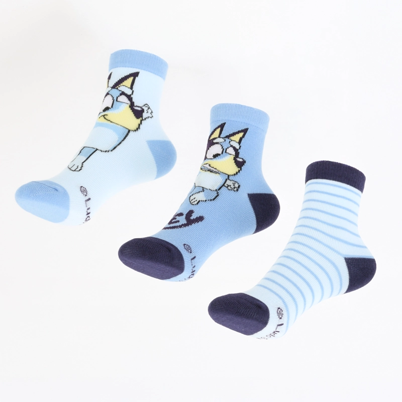 TRIPACK CALCETINES NIÑO CELESTE RAYAS BLUEY - 1