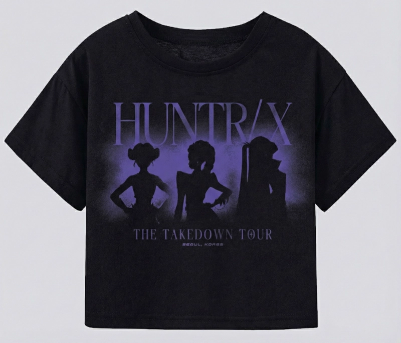POLERA MANGA CORTA NIÑA HUNTR/X NEGRO KPOP DEMON HUNTERS - 2