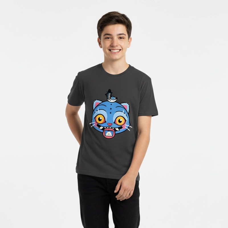 POLERA MANGA CORTA NIÑO DERPY GRIS KPOP DEMON HUNTERS - 1