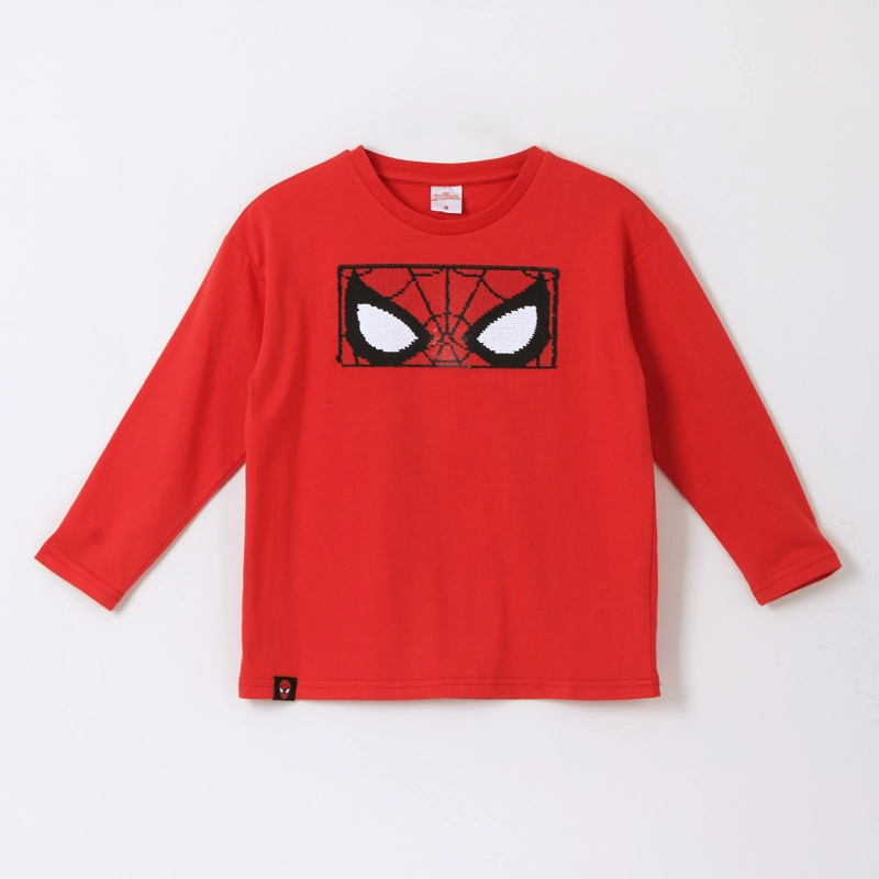 POLERA MANGA LARGA NIÑO LENTEJUELAS SPIDERMAN ROJO MARVEL - 1