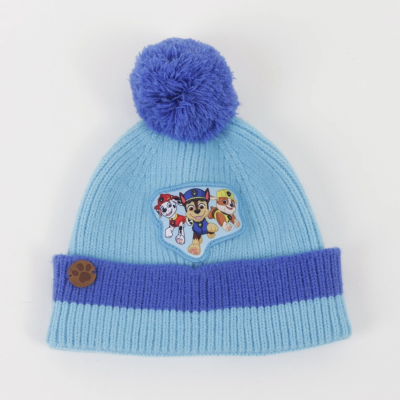 GORRO CON POMPON NIÑO CHASE MARSHAL & RUBBLE AZUL PAW PATROL - 1