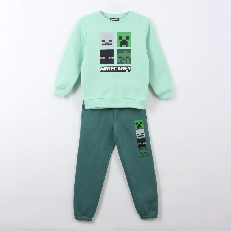 CONJUNTO BUZO NIÑO PERSONAJES VERDE MINECRAFT - 1