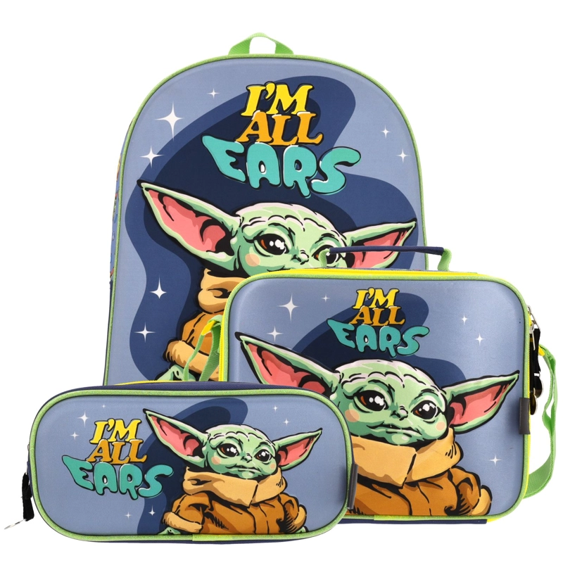SET 3 EN 1 ESCOLAR NIÑO GROGU AZUL STAR WARS - 1