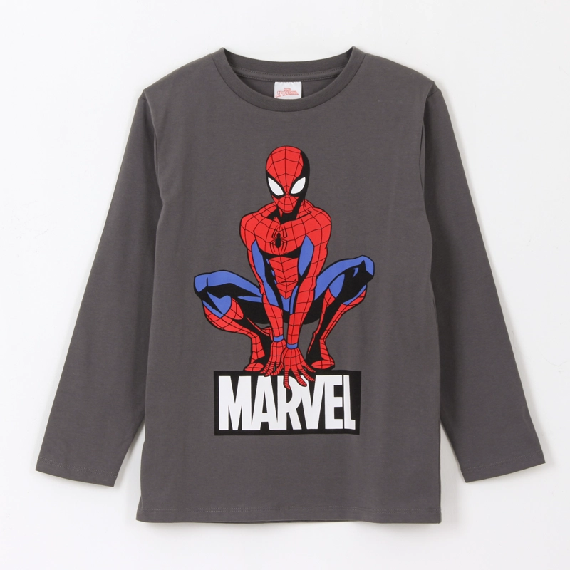 POLERA MANGA LARGA NIÑO SPIDERMAN POSE GRIS MARVEL - 1