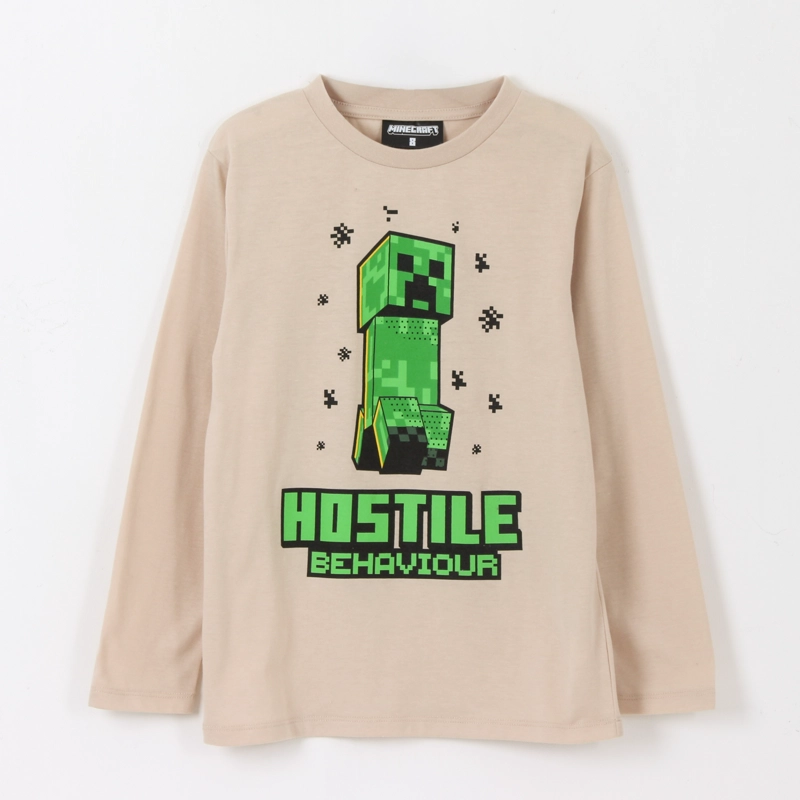 POLERA MANGA LARGA NIÑO HOSTILE BEHAVIOUR BEIGE MINECRAFT - 1