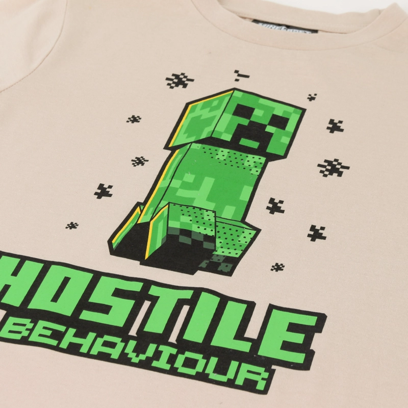 POLERA MANGA LARGA NIÑO HOSTILE BEHAVIOUR BEIGE MINECRAFT - 3