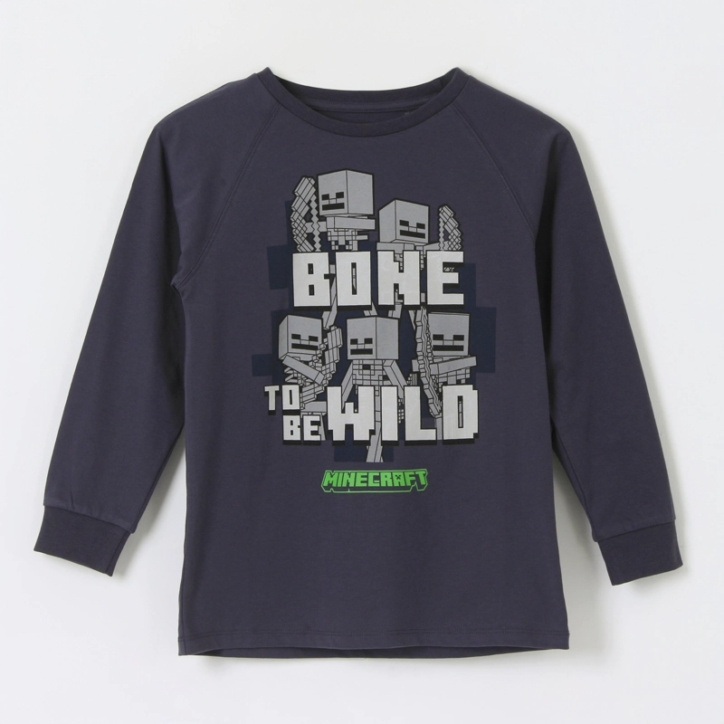 POLERON CERRADO NIÑO BONE TO BE WILD GRIS MINECRAFT - 1