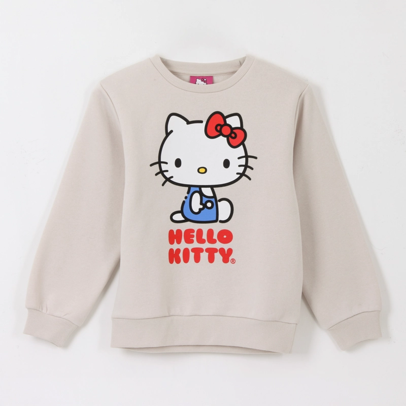 POLERON CERRADO NIÑA PERSONAJE GRIS BLANCO HELLO KITTY - 1
