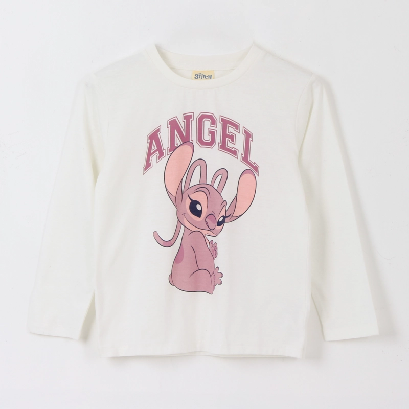 POLERA MANGA LARGA NIÑA ANGEL LILO & STITCH BLANCO DISNEY - 1