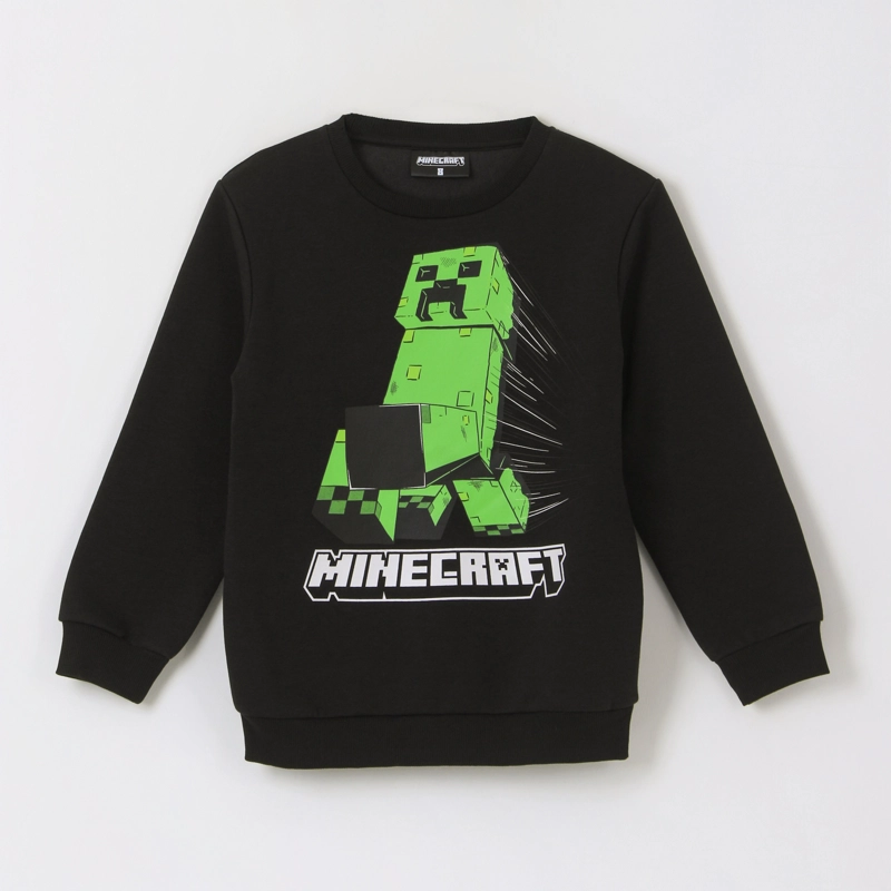 POLERON CERRADO NIÑO CREEPER RUN NEGRO MINECRAFT - 1