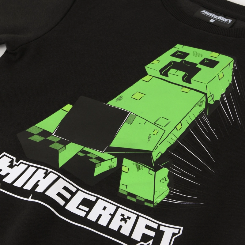 POLERON CERRADO NIÑO CREEPER RUN NEGRO MINECRAFT - 3