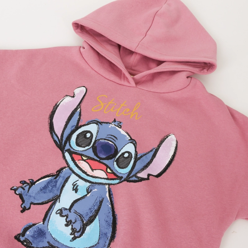 POLERON NIÑA HOODIE PERSONAJE LILO & STITCH ROSADO DISNEY - 3