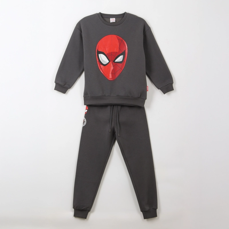CONJUNTO BUZO NIÑO SPIDERMAN FACE GRIS MARVEL - 1