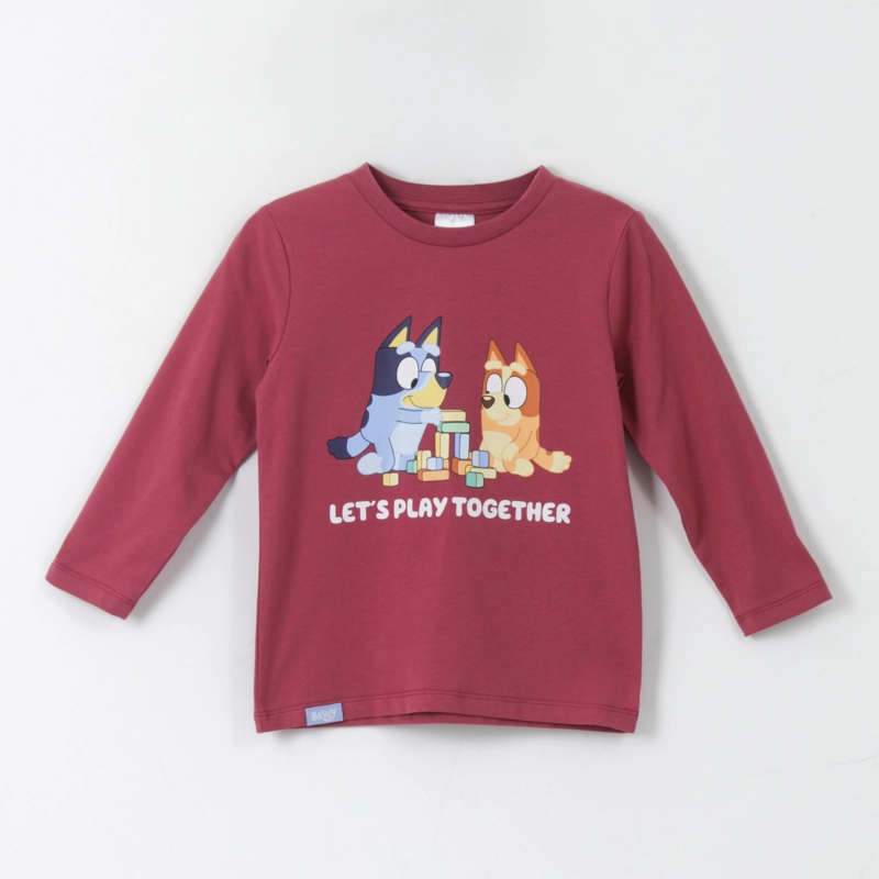 POLERA MANGA LARGA NIÑO PLAY TOGETHER BURDEO BINGO & BLUEY - 1
