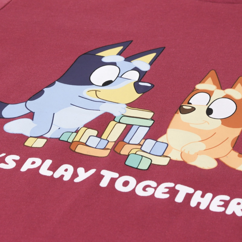 POLERA MANGA LARGA NIÑO PLAY TOGETHER BURDEO BINGO & BLUEY - 3