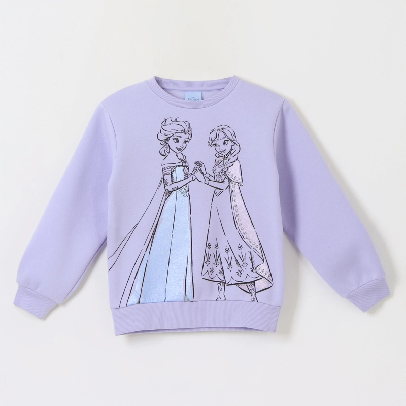 POLERON CERRADO NIÑA FROZEN ELSA & ANNA MORADO DISNEY - 1