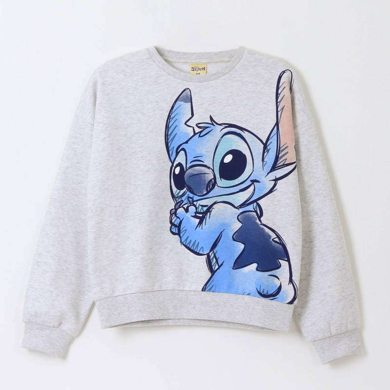 POLERON CERRADO NIÑA PERSONAJE LILO & STITCH GRIS DISNEY - 1