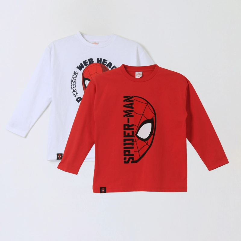 BIPACK POLERA MANGA LARGA NIÑO SPIDERMAN ROJO MARVEL - 1