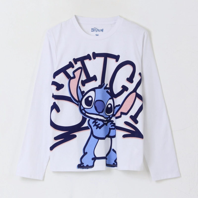POLERA MANGA LARGA NIÑA LILO & STITCH BLANCO DISNEY - 1