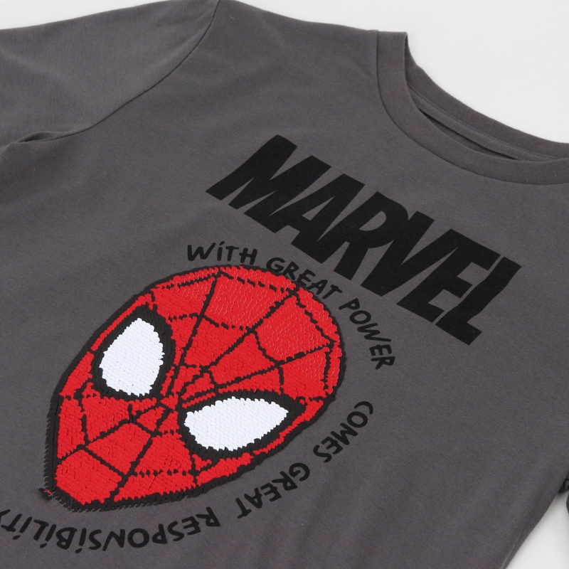 POLERA DOBLE MANGA NIÑO SPIDERMAN FACE GRIS MARVEL - 3