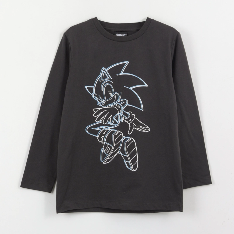 POLERA MANGA LARGA NIÑO DISEÑO LINEAL GRIS SONIC - 1