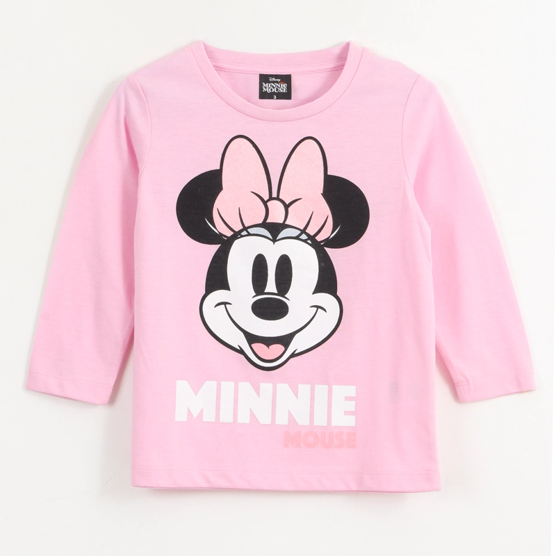 POLERA MANGA LARGA NIÑA MINNIE FACE ROSADO DISNEY - 1