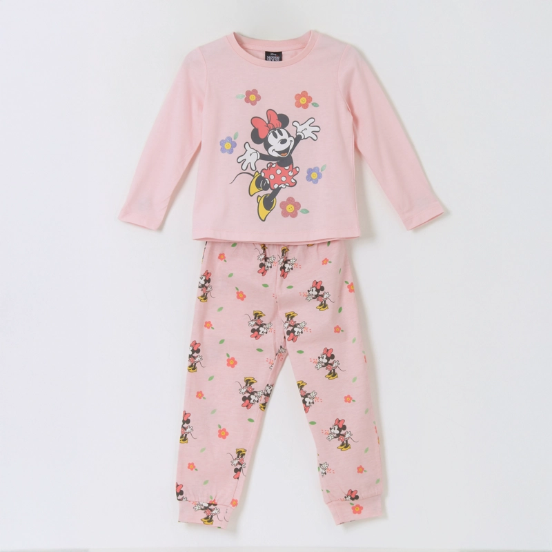 PIJAMA MANGA LARGA NIÑA MINNIE FLORES ROSADO DISNEY - 1