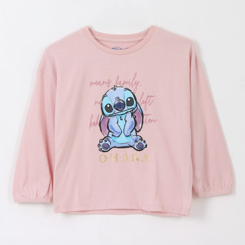POLERA MANGA LARGA NIÑA OHANA LILO & STITCH ROSADO DISNEY - 1