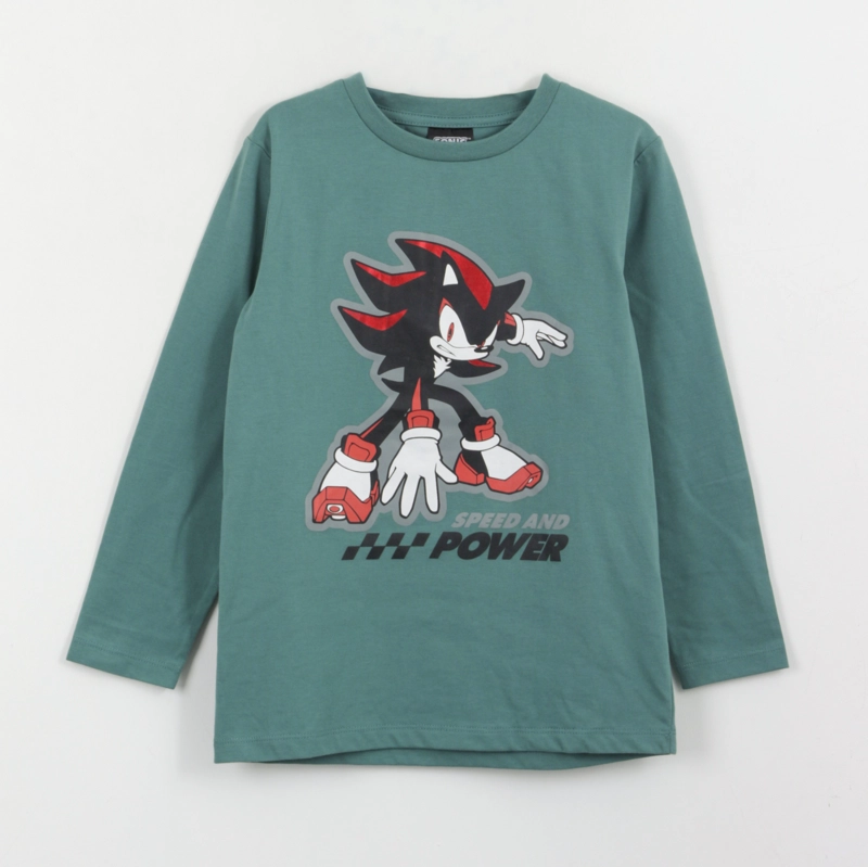 POLERA MANGA LARGA NIÑO SHADOW SPEED AND POWER VERDE SONIC - 1