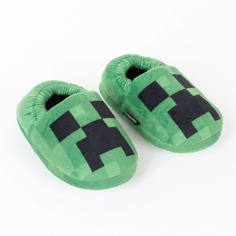 PANTUFLA NIÑO CREEPER FACE VERDE MINECRAFT - 2