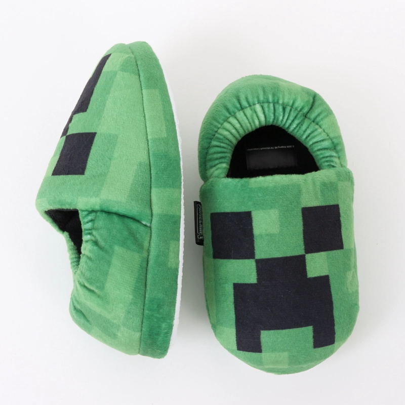 PANTUFLA NIÑO CREEPER FACE VERDE MINECRAFT - 5