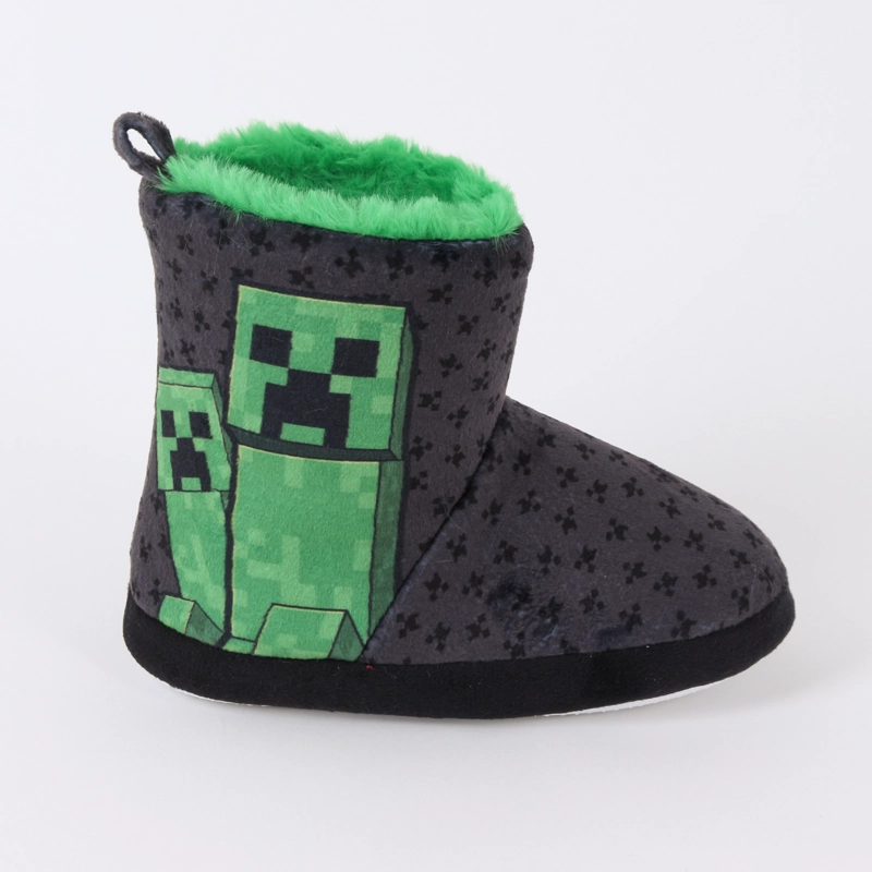 PANTUFLA BOTA NIÑO INVERNAL CREEPERS NEGRO MINECRAFT - 1