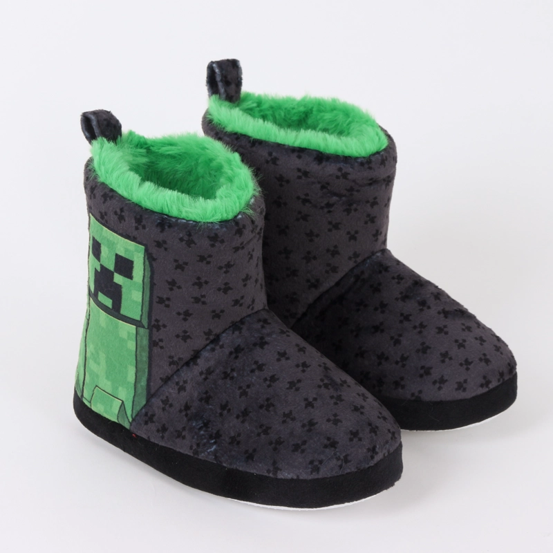 PANTUFLA BOTA NIÑO INVERNAL CREEPERS NEGRO MINECRAFT - 2